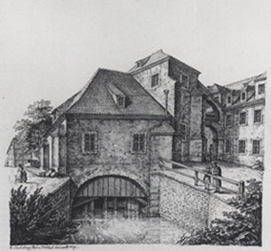 Rysunek H. Mützela z 1827 roku, przedstawiający budynek Czerpalni Kociej